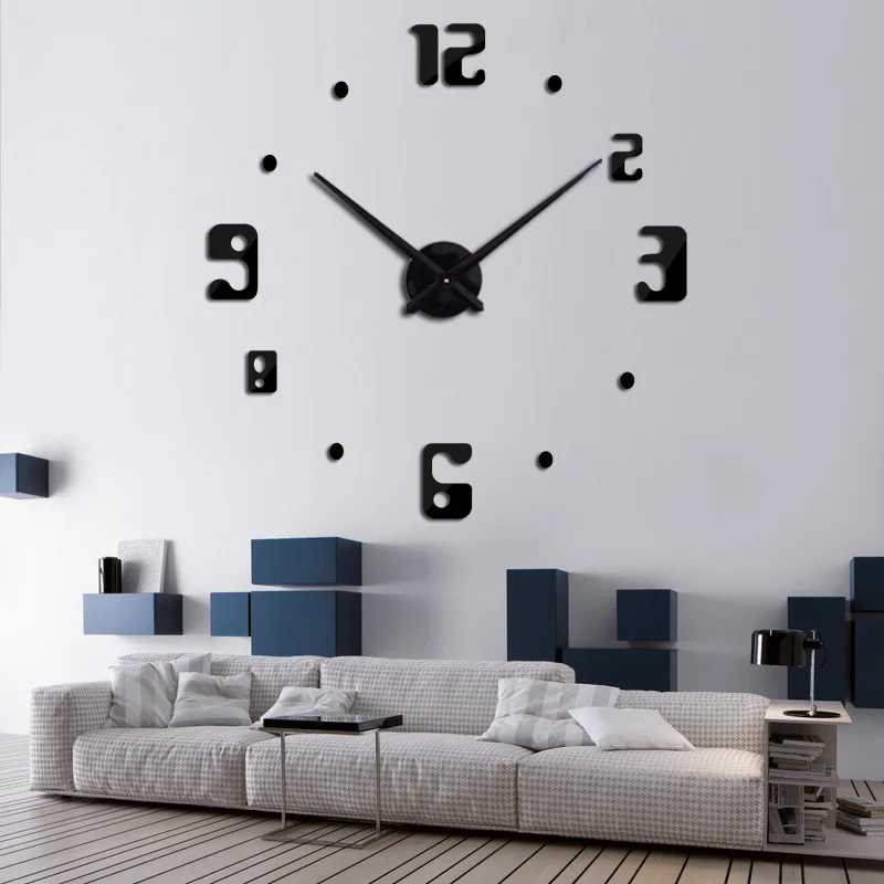 Eaby Hot Selling Living Room Wall Clock Northern European-Style Minimalist DIY Creative Clock Acrylic Mirror Wall Stickers Pocke