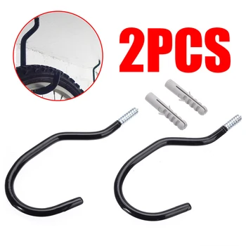 

2 Pcs Stand Holder Wall Mounted Cycling Brackets Steel Garage Heavy Duty Home Hanger Bicycle Storage Accessories Bike Hook Black