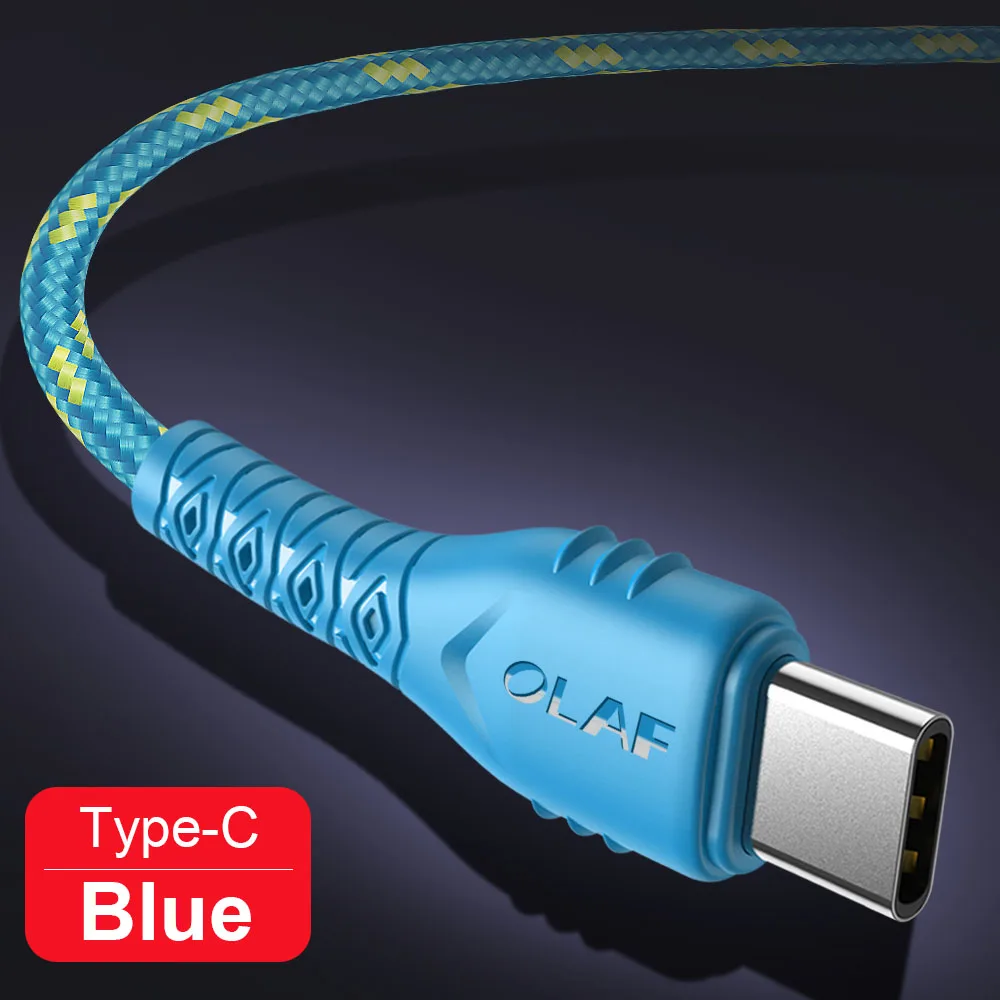 Blue OLAF type C кабель для huawei P20 lite, type C USB быстрый заряд кабеля для samsung a70 2.4A кабели мобильного телефона для Xiaomi Note 7 - Цвет: Blue
