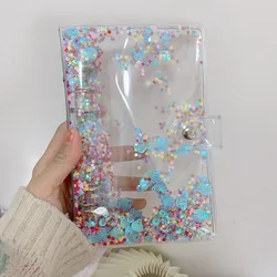 Creative Cute Transparent Colorful Loose-Leaf Notebook Ring Binder - Kawaii School Supplies - A6 (Glitter)