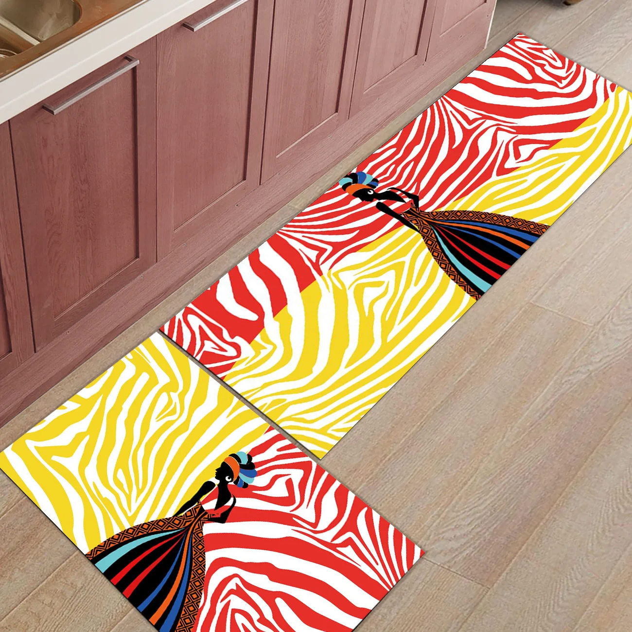 Африканская Женская Полосатая Зебра 2 шт. коврик для кухни аксессуары для ванной комнаты Набор грязи мусора грязи Траппер сапог скребок для обуви для ванны шоу