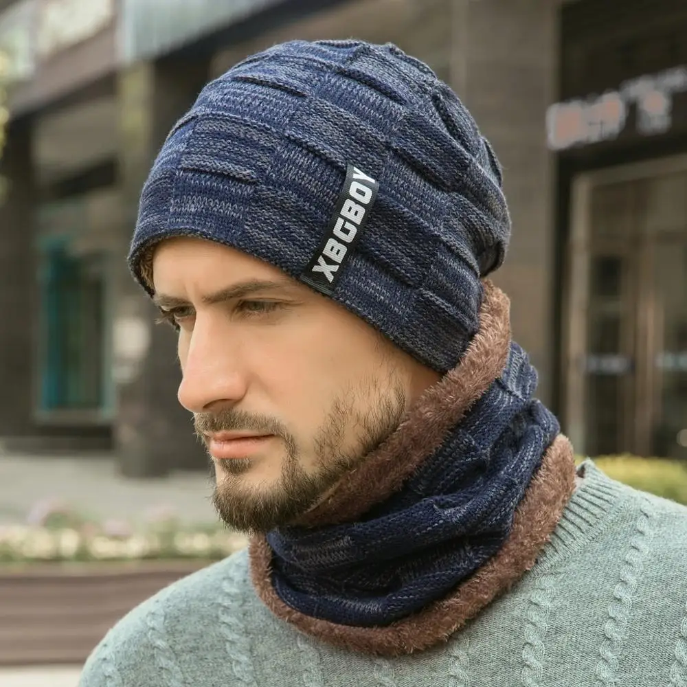 Winter Beanie Hats Scarf Set Warm Knit Hat Skull Cap Neck Warmer Thick Fleece Lined for Men Women winter hat,winter accessories,knitted hat scarf set