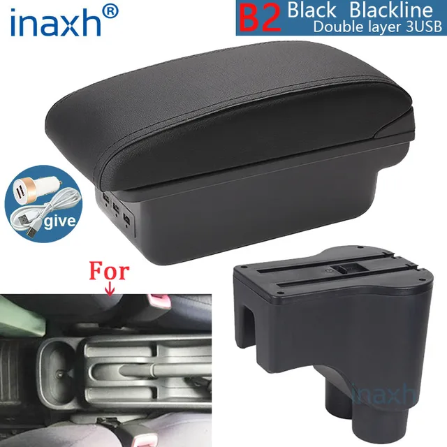 For Daihatsu Terios 2 armrest box central Store content box products interior Car Armrest Storage Car accessories parts B2 Black line 3USB