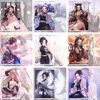 

Japanese Anime Demon Slayer: Kimetsu no Yaiba Kamado Tanjirou Kamado Nezuko Poster Wall Scroll Blade of Demon Home Decor 2020