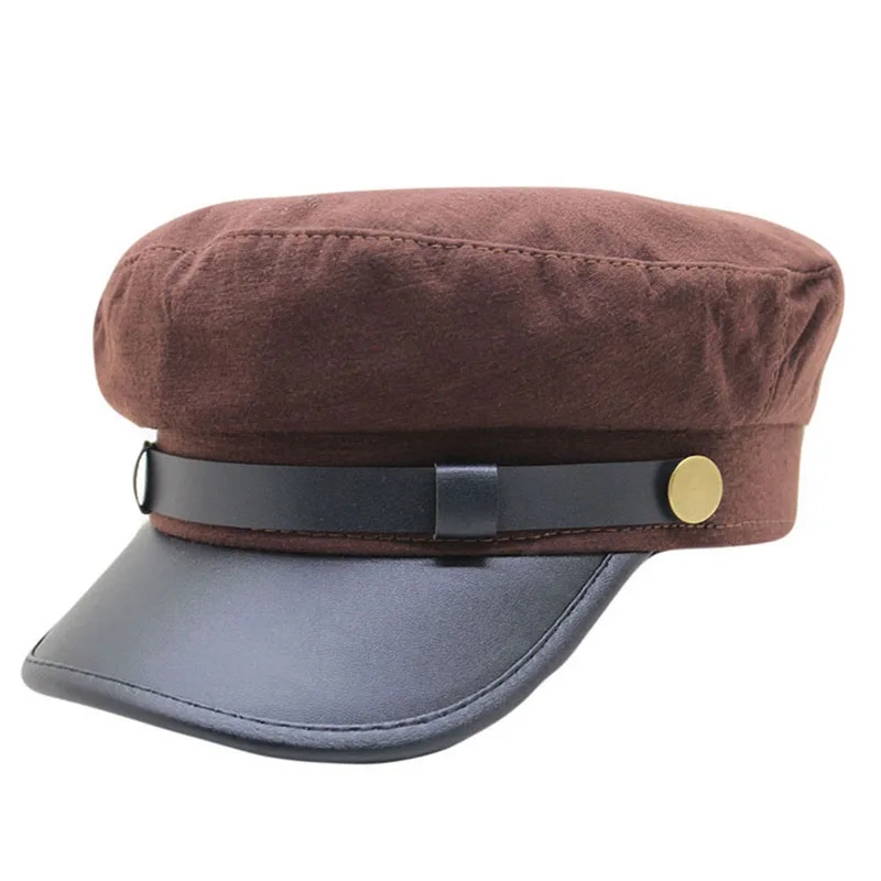 Военная кепка, шапка, женские зимние шапки для мужчин и женщин, Дамская армейская Кепка из искусственной кожи, Черная кепка, шляпа моряка, мужская шапка