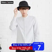 Metersbonwe Брендовые мужские Новые повседневные рубашки весна осень мужские тонкие рубашки с длинным рукавом обычные хлопковые мужские топы для подростков