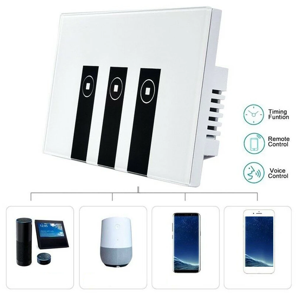 

APP Remote Accessories Hall Voice Control Timing Home Touch Wall Panel Smart WIFI 3 Gang Light Switch Modern Bedroom