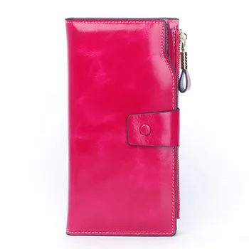 

Oil Wax Leather Mobile Phone Hand-caught Bag Lady Wallet Multi-card Bit Money Clip