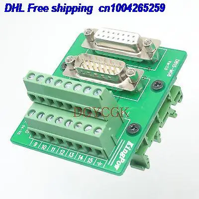 

DHL 20pcs DB15 D-SUB male female adapter connector header Terminal Breakout Rail DIN 35mm 22-ct