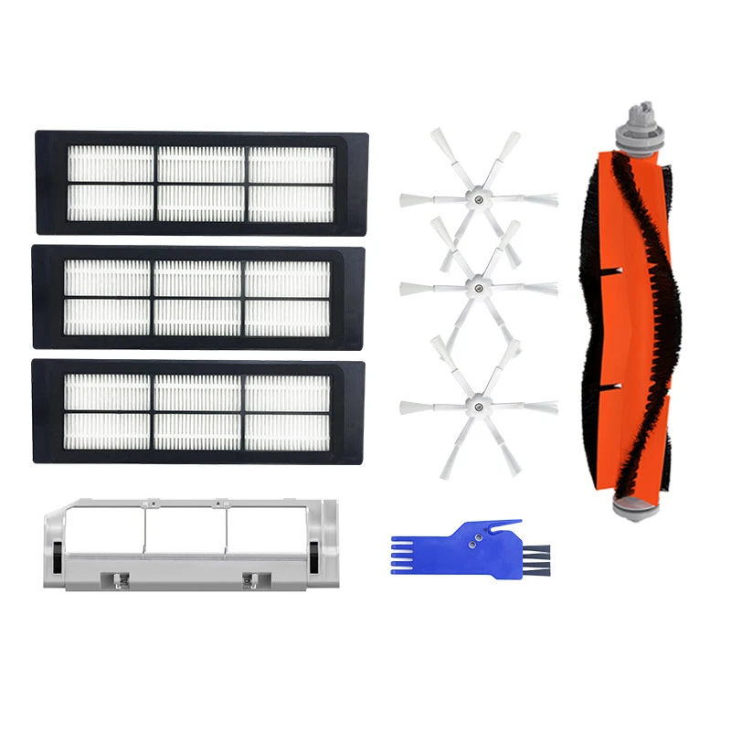 

9Pcs/set Cover Box HEPA Filter 6 Arms Side Brush Main Brush with Blue Comb for xiaomi Roborock S50 S51 S55 Robot Vacuum Cleaner