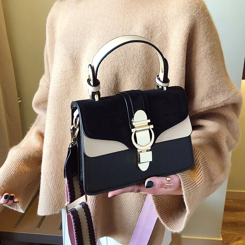 Koop Hand Tassen Voor Vrouwen 2019 Hoge Kwaliteit Mode Kleine Vierkante Tas Vrouwelijke Brede Schouderriem Crossbody Lederen Tote Messenger Bag