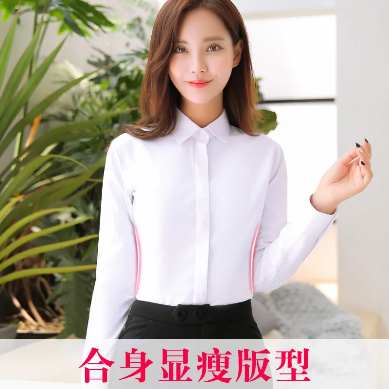 White Shirt Women Office Blouse Lapel 