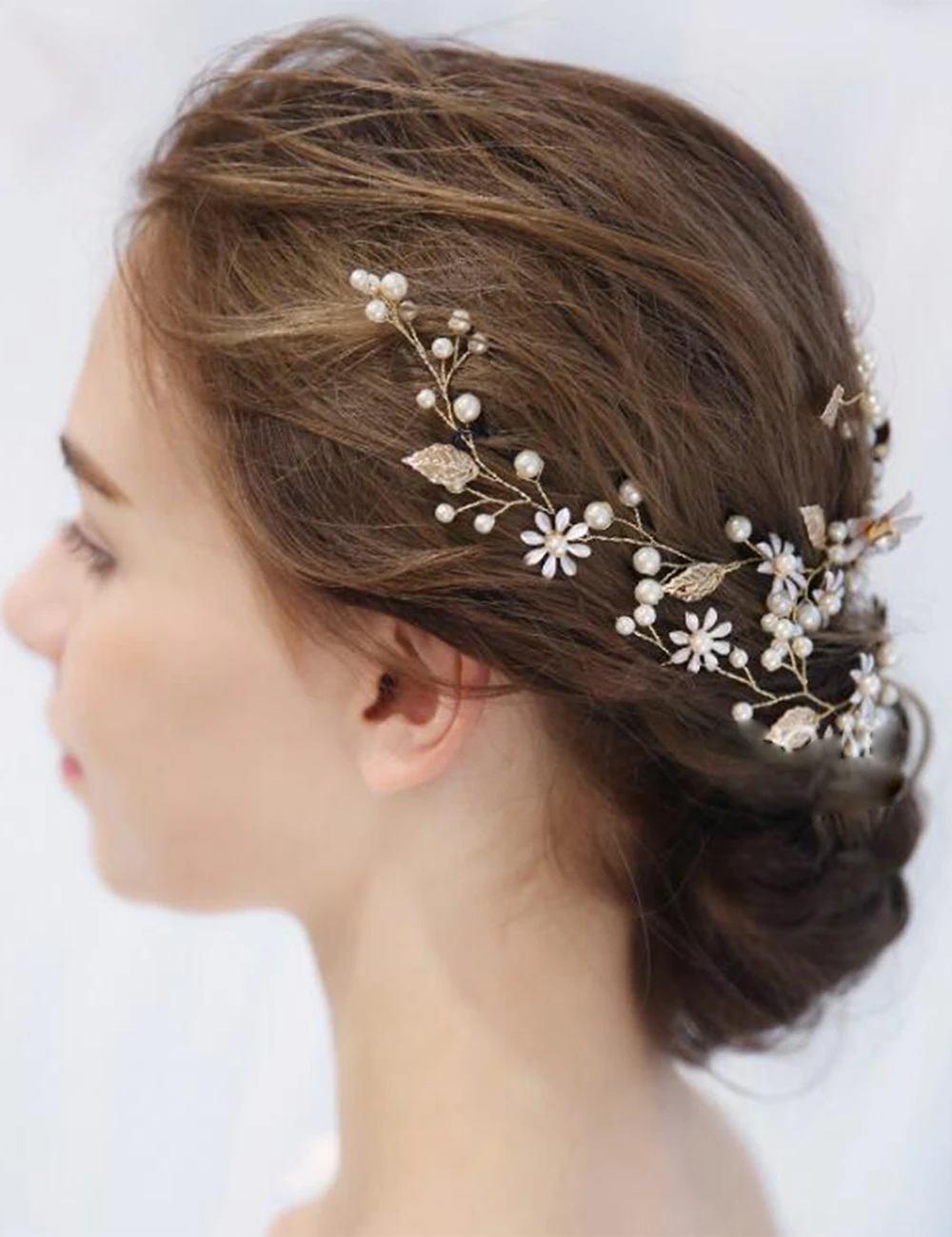 Vintage Gold Leaves And Floral Bridal Headband Bohemian Headpiece Crystal Pearl Hair Vine Flower Halo Wedding Hair Accessories