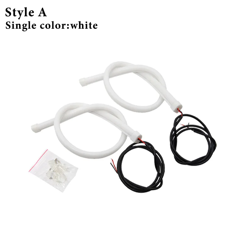 Style A white 2 шт. 30/45/60 см дневные ходовые огни автомобиля бег светильник Ангельские глазки течет светодиодный полосы светодиодный трубка Газа Габаритные огни гибкий светодиодный - Цвет: Style A white