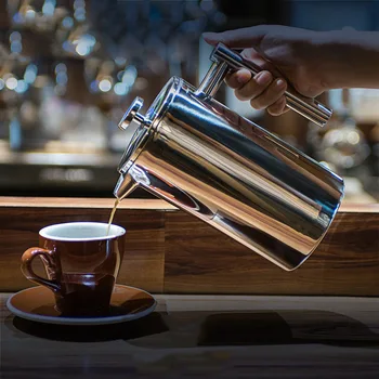 

GUNOT Coffee Pot French Press Coffee Kettle Stainless Steel Coffee Maker Metal Double Walled Manual Percolator Tea Maker Pot