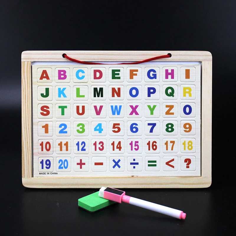 Russian/Arabic Magnetic Drawing Board Game Double Sided Blackboard Wooden Jigsaw Puzzles Alphabet Letter Toy Educational for Kid 6
