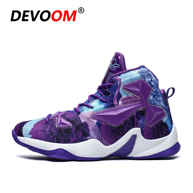 Баскетбольные кроссовки с высоким берцем, Мужские дышащие ботильоны, уличные спортивные кроссовки, спортивная обувь, баскетбольные кроссовки Ayakkabi - Цвет: Фиолетовый