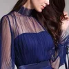 Spring and summer new blue temperament  dress female banquet annual meeting atmosphere long style dress 2