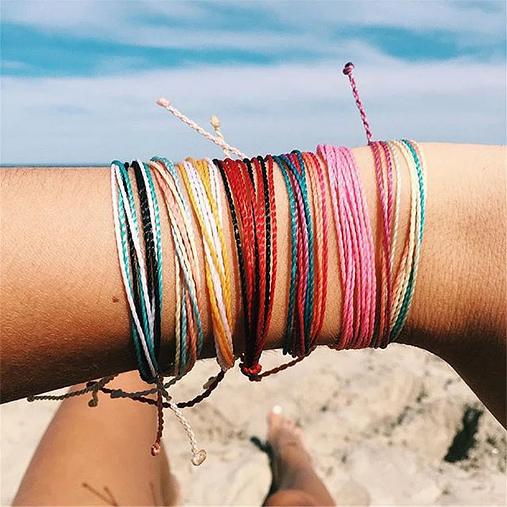 

Classic Colorful Handmade Thread Woven Friendship Cords Hippie Anklet Braided Bracelets Multilayer Colored Adjustment Bracelet