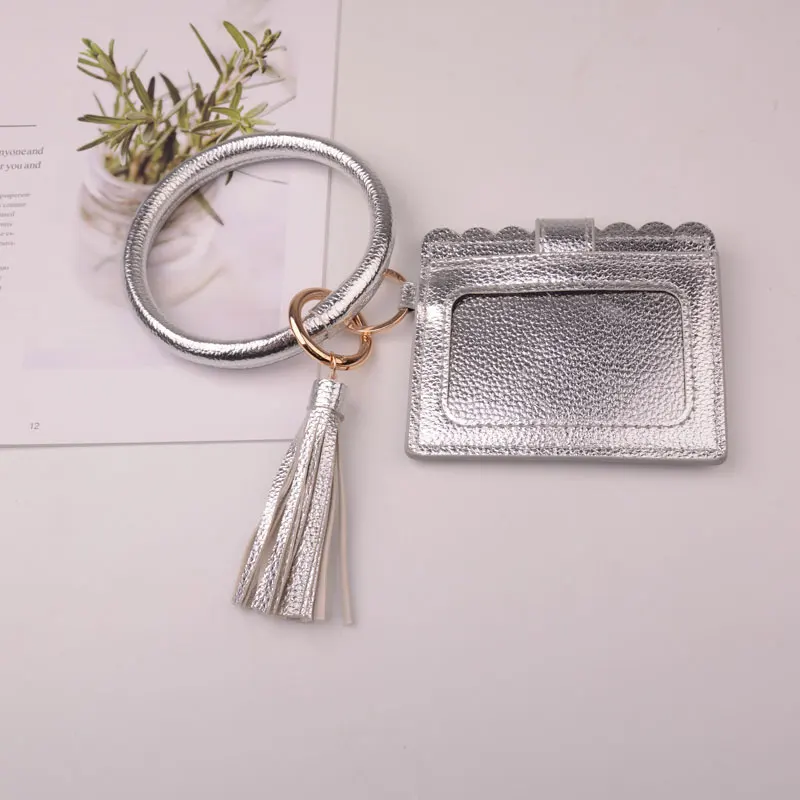 silver Новинка, Леопардовый Змеиный кошелек, кошелек из искусственной кожи с кисточкой, сумка для ключей, сумка для ключей для женщин и мужчин, браслет дружбы, брелок, ювелирные изделия - Цвет: silver