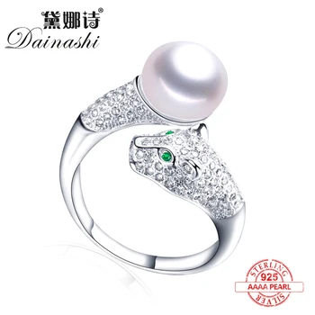 

2020 New Natural Freshwater Pearl Ring For Women Fashion 925 Sterling Silver Ring Personality Leopard Zircon Fine Jewelry Gift