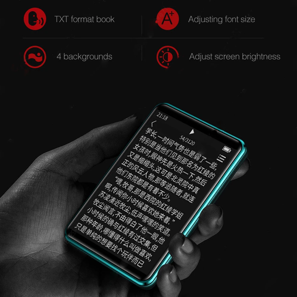 Bluetooth 5,0 MP3 плеер с динамиком 2,5 дюймов полный сенсорный экран 16 Гб электронная книга FM радио HiFi Bluetooth без потерь музыка видео