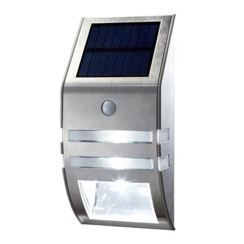 

2LED Stair Garden Decorative Balcony PIR Sensor Stainless Steel Solar Power Modern Outdoor Intelligent Wall Light