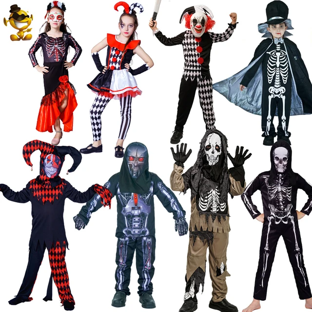 Disfraz de esqueleto malvado para niño y niña, disfraz de fiesta de Purim,  ropa de payaso del diablo para niños, Disfraces de Halloween, vestido  elegante _ - AliExpress Mobile