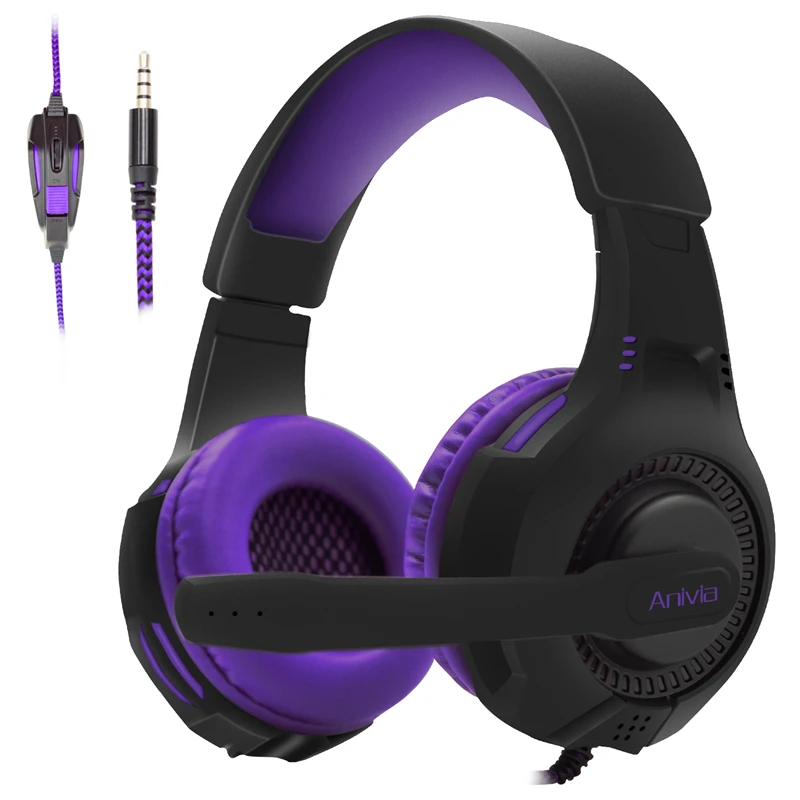 

Anivia AH68 Purple 3.5mm Gaming Headset Stereo Sound Wired Headphone Bass With Microphone For Girls Xbox One PS4 PC High Quality