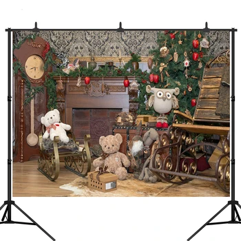 

Christmas Photography Backdrops Xmas Decoration Gift Box Retro House Interior Photo Background Kids Adults Studio Props
