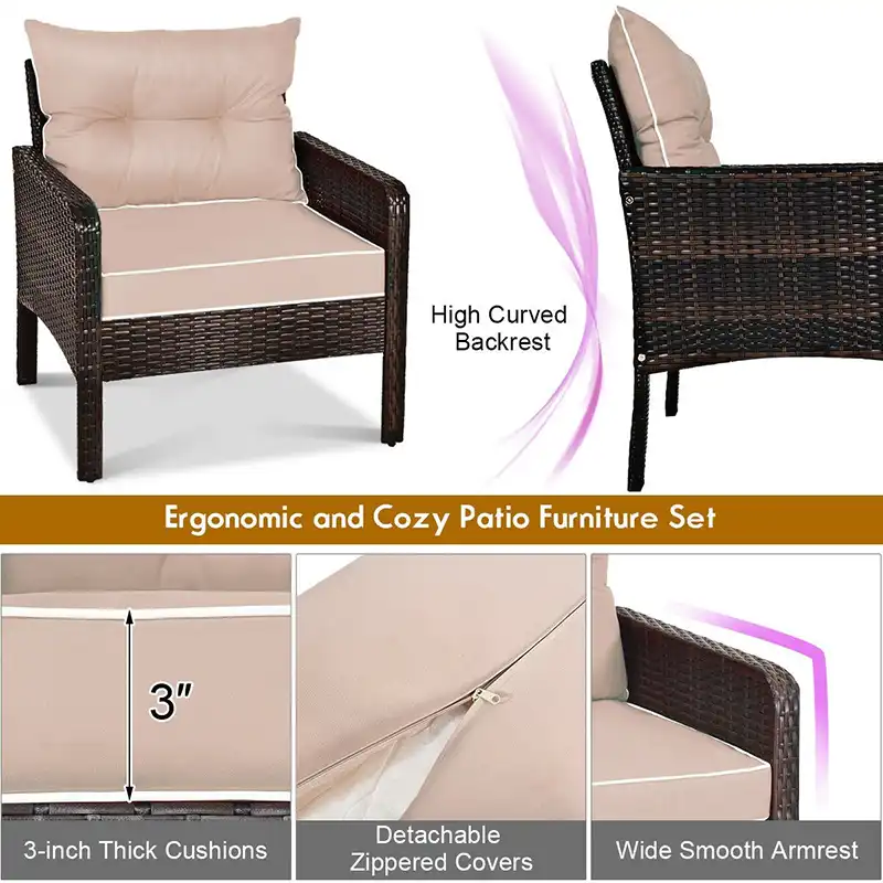 5 Pcs Patio Rattan Wicker Sofa Furniture Set Outdoor Furniture Sturdy Material Steel Frame Garden Chair Set Useful Tea Table Garden Furniture Sets Aliexpress