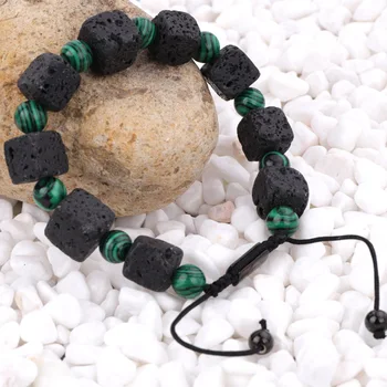 Unique Design Natural Stone Lava Rock Beads Essential Oil Diffuser Yoga Adjustable Macrame Bracelet Women Men
