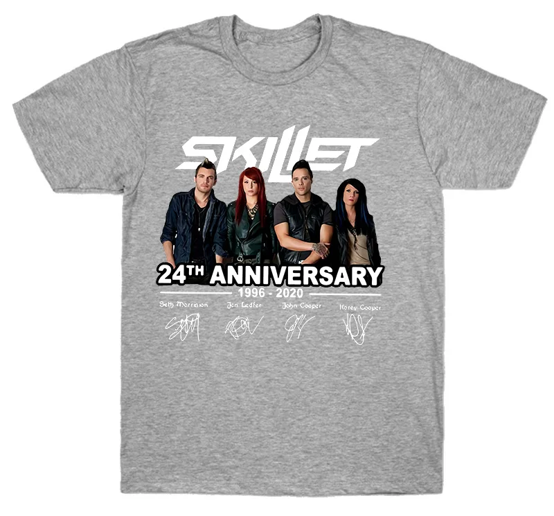 Skillet 24Th anniversary 1996 футболка с надписью Hile, ADOR, Панама, Boli - Цвет: Серый