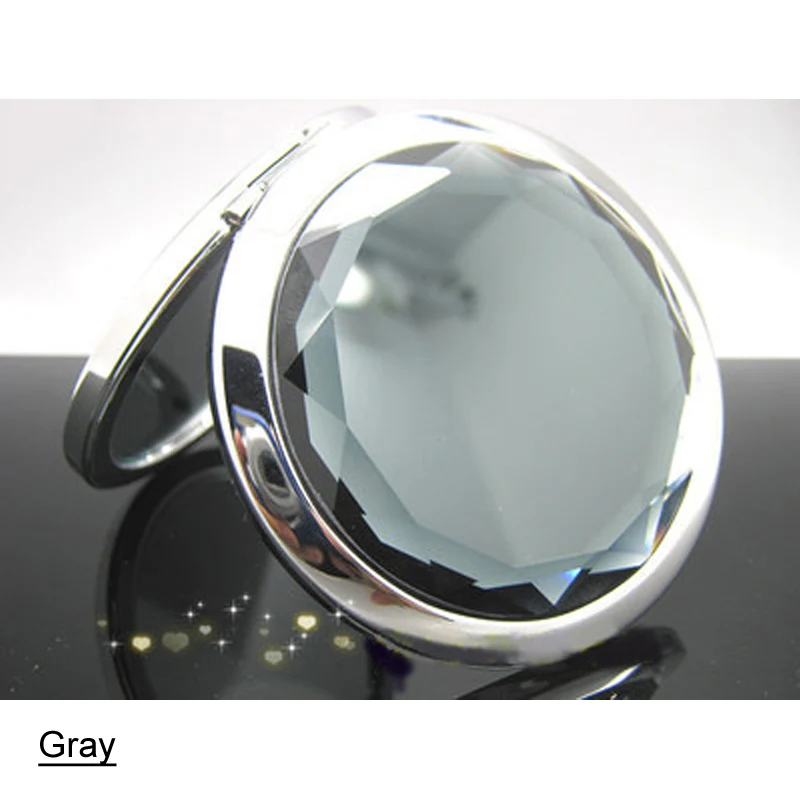 gray Хрустальные декоративные зеркала двухсторонние портативные для домашнего декора подарочные зеркала для макияжа двухстороннее складное металлическое маленькое зеркало для макияжа - Цвет: gray