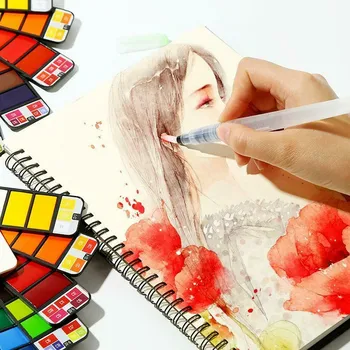 

multiple colour Solid Water Color Paint Set With Water Paint Brush Portable Watercolor Pigment Pain't For Artist Art Supplies