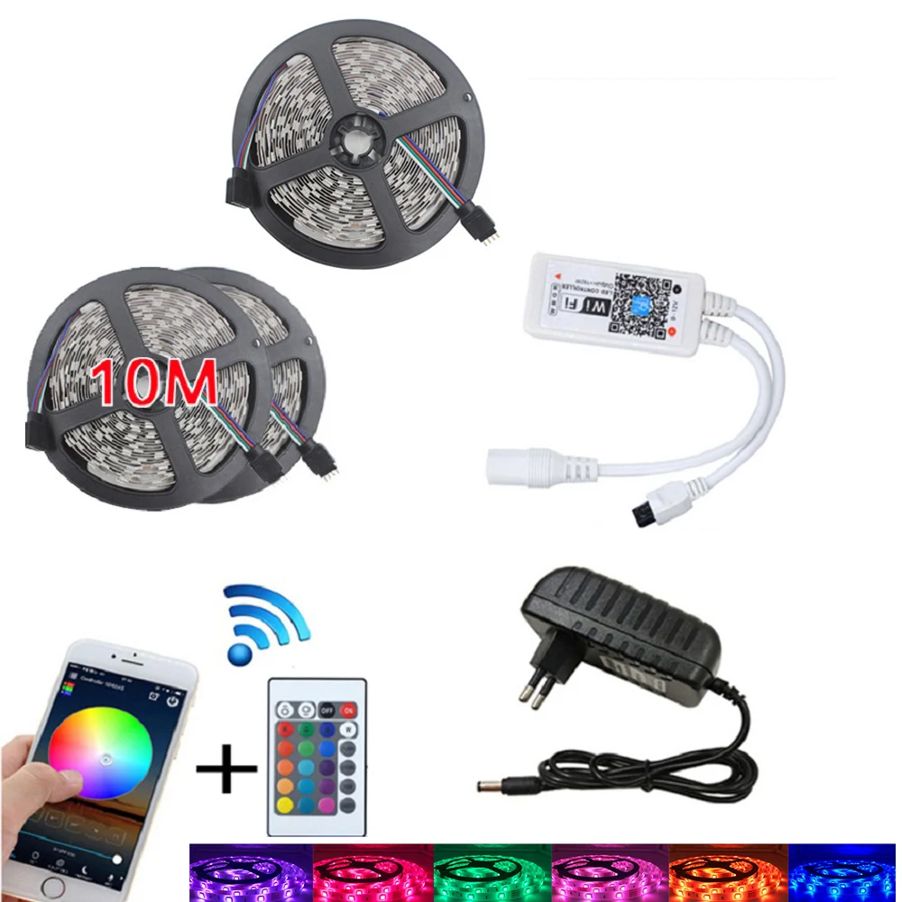

RGB LED Strip Light SMD 2835 5M 10M Waterproof RGB Tape DC 12V Ribbon diode Flexible Stripe Lamp IR WIFI Controller