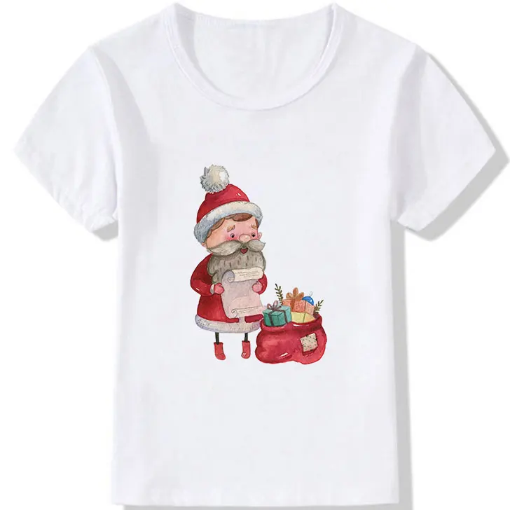 Рождественская рубашка; удобная летняя одежда для детей; футболка для девочек; Детские повседневные футболки для мальчиков; Kawaii; модная одежда с Санта-Клаусом