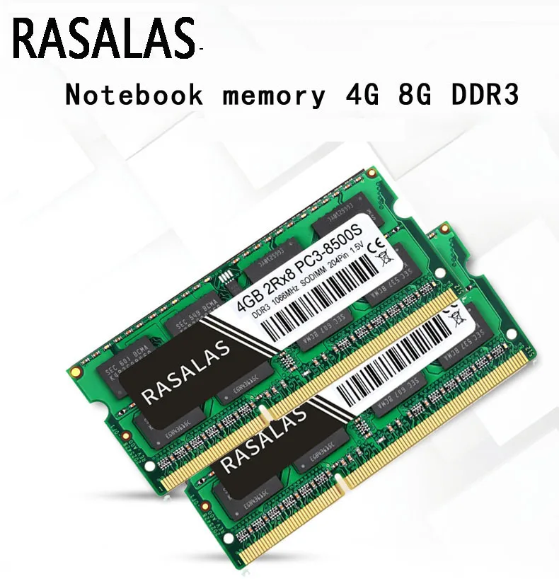 En venta Rasalas portátil DDR3 memoria Ram 2G 4G 8G 1066, 1333, 1600Mhz 2Rx8 1,5 V 204Pin PC-8500 10600 12800MHz portátil Oперативная Nамять bWwnMVVNk0x