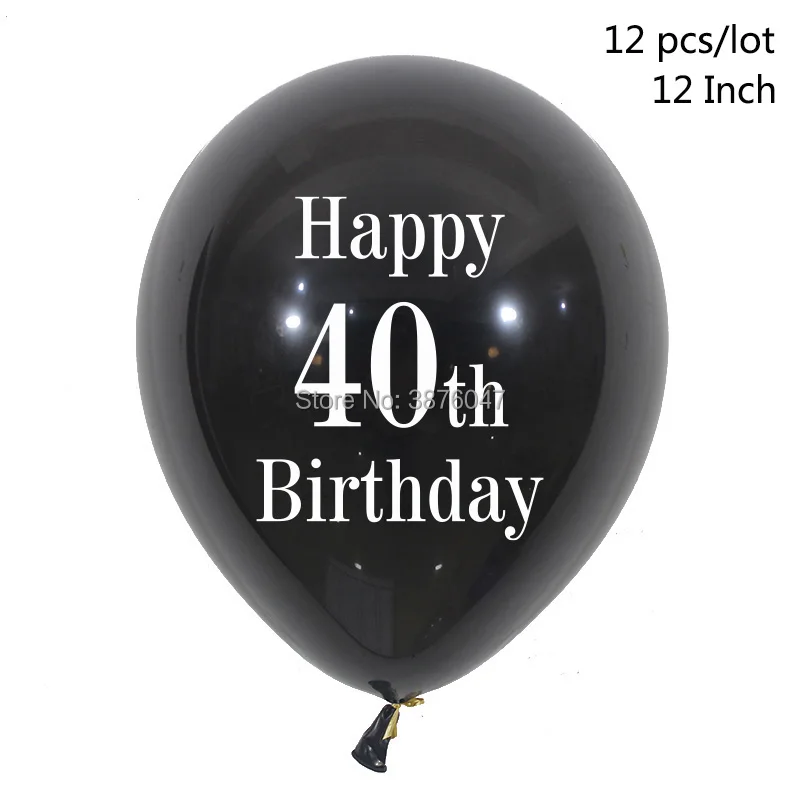 12 шт./лот happy 30 40 50 60 70th воздушные шары на день рождения черные белые украшения на день рождения Счастливые бля баннеры для дня рождения флаги - Цвет: 12pcs 40th
