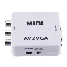 Conversor de vídeo do conversor do vídeo de hd av2vga caixa av rca cvbs ao conversor de vídeo de vga com áudio de 3.5mm ao conversor de hdtv do computador