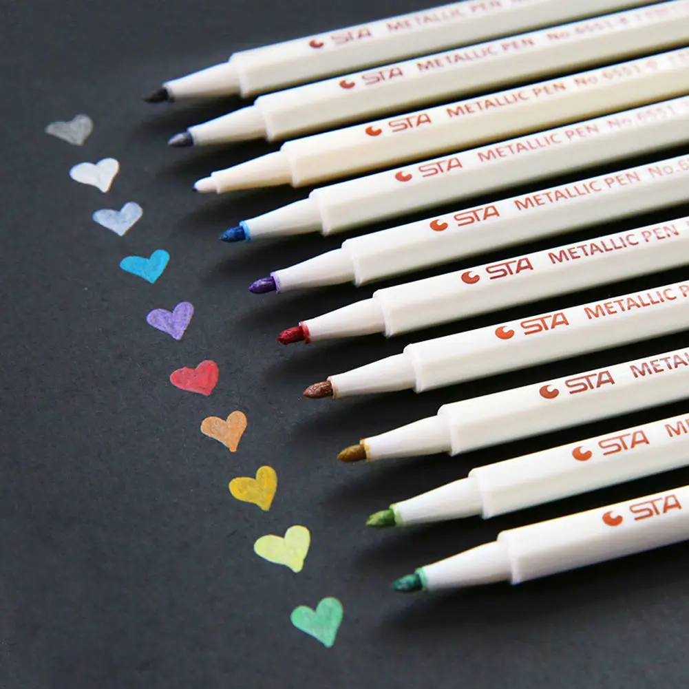 STA Fineliner Metallic Marker Pen pen marker color marker pens markers pen marker pens marker pen art marker pens felt tip markers metallic markers pens felt markers colored pens art markers 10 Colors Liner Felt-tip Pens Brush List Diary For Drawing School Stationery Art Supplies