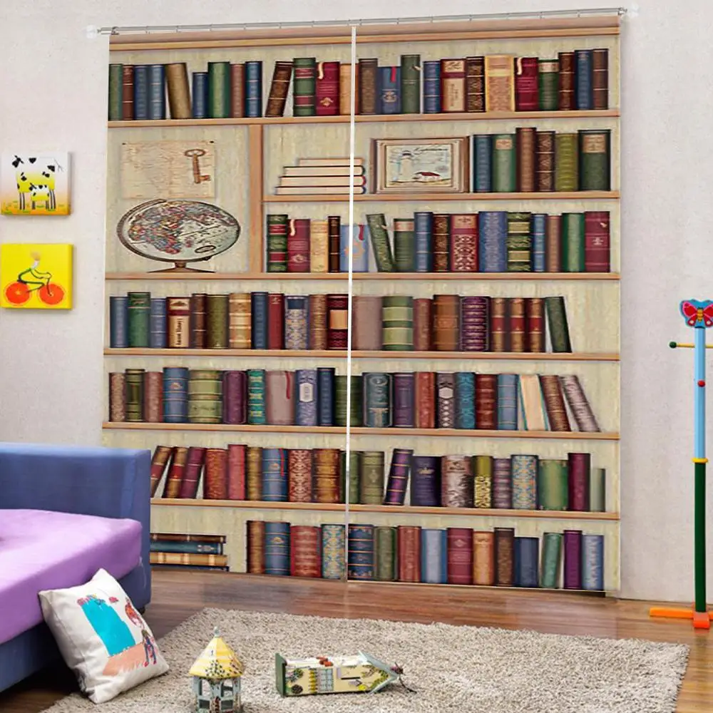 3D занавески для комнаты, занавески для книг, занавески для гостиной, спальни, на окно, Затемненные занавески для офиса, спальни