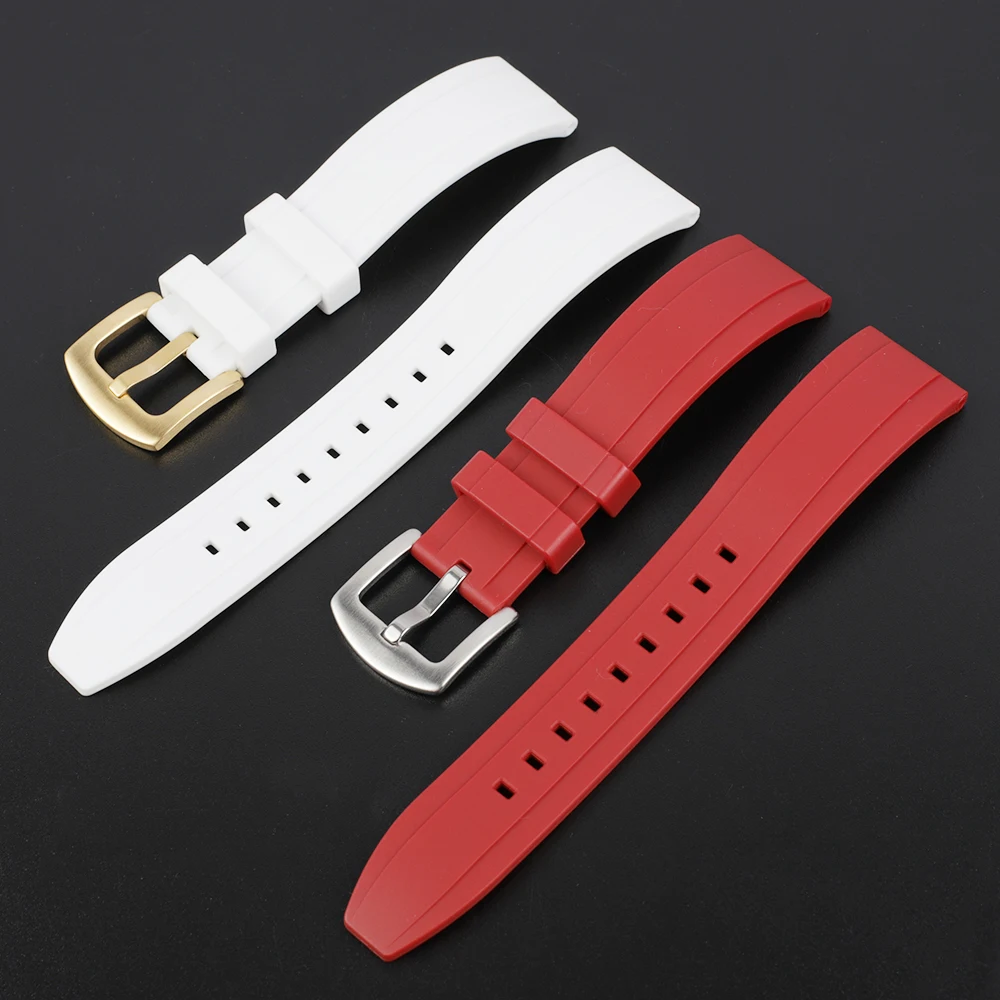 Quality Fluoro Rubber Watch Strap 18mm 20mm 22mm 24mm Sport Watchband Black Green Wristband With Quick Release Spring Bar