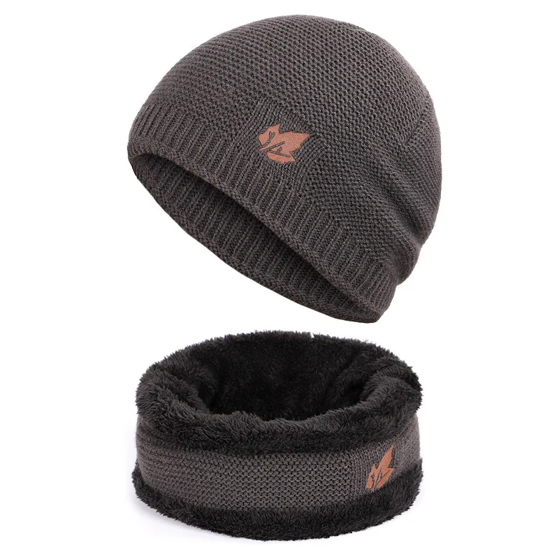 Gray Зимняя мужская вязаная шапка, головной убор, комбинезон, шапки плюс бархатная Толстая шерстяная Осенняя шапка и зимняя вязаная шапка zimowa sombrero mujer - Цвет: Gray