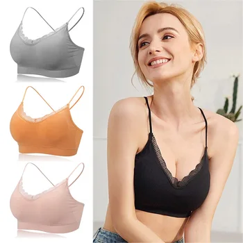 

Fitness Lace Thin Shoulder Strap Underwear Anti-light Shockproof Bra Pure Color Sling Beauty Back Bra Sexy Backless Underwear