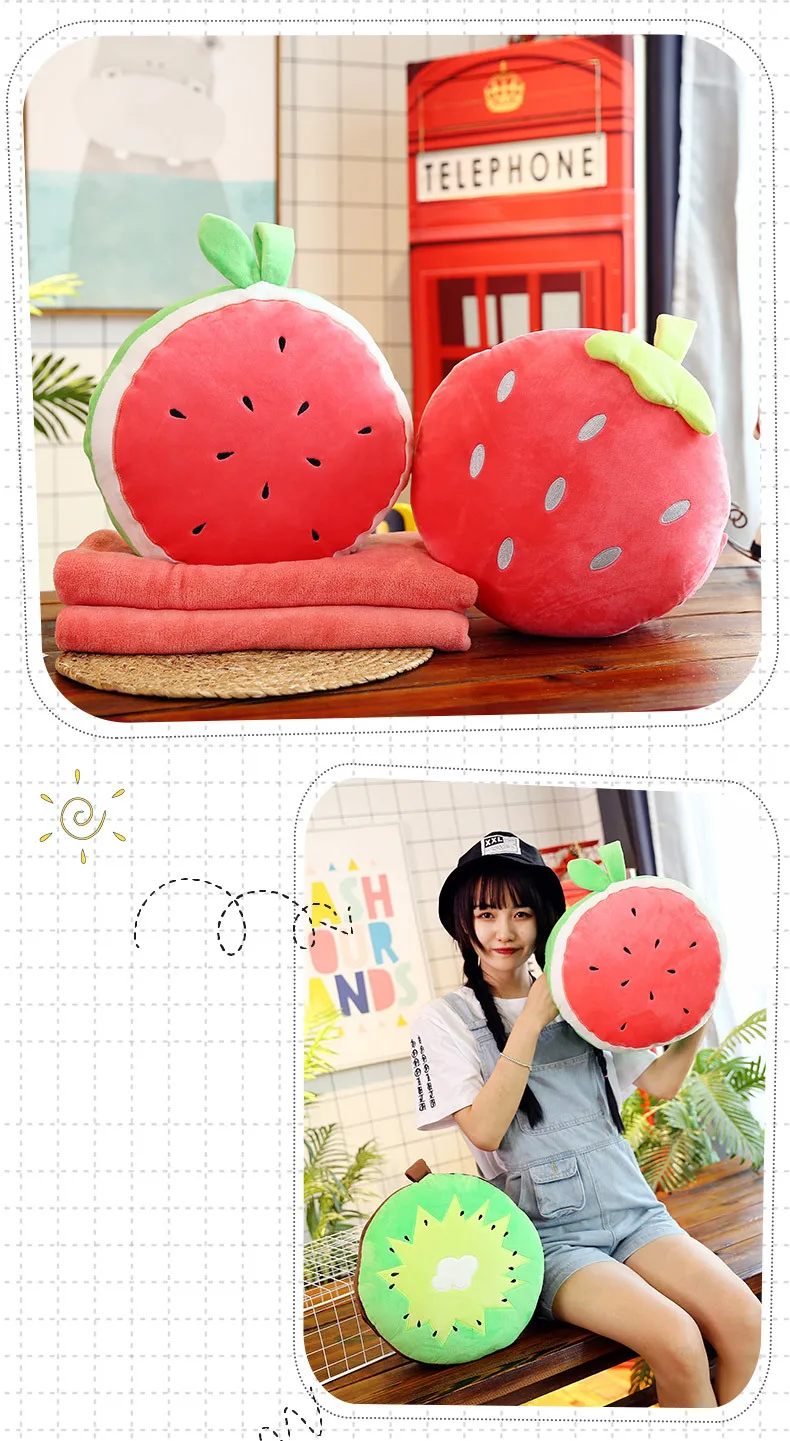 2 in 1 Pillow blanket filling fruit vegetables food Anti-stress soft creative pillow cushion plush girl hobby Children toy gift