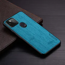 Premium Bamboo Wood Pattern Leather Cover - Luxury Case for Pixel 4A (Light Blue)