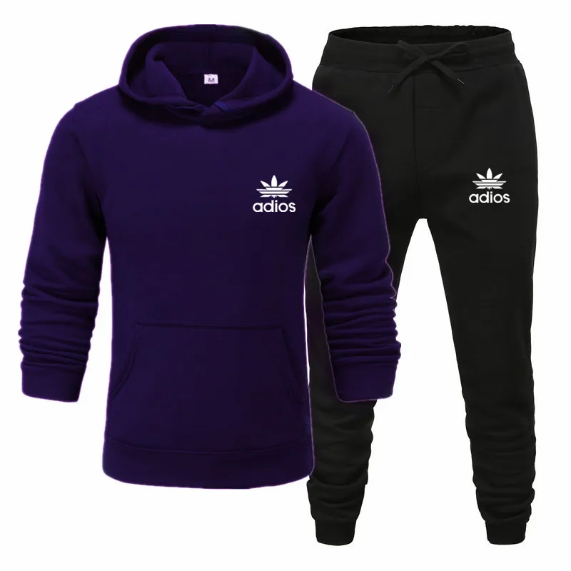 ZQ-H ADIOS Printing Men's Sets drop shipping hoodies+Pants Harajuku wholesale Sport Suits Casual Sweatshirts Tracksuit Sportswear - Цвет: ZQ-H