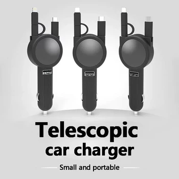 

2019 3 In 1 Data Cable Multi Ports Phone Telescope Car Charger Tools CSL88
