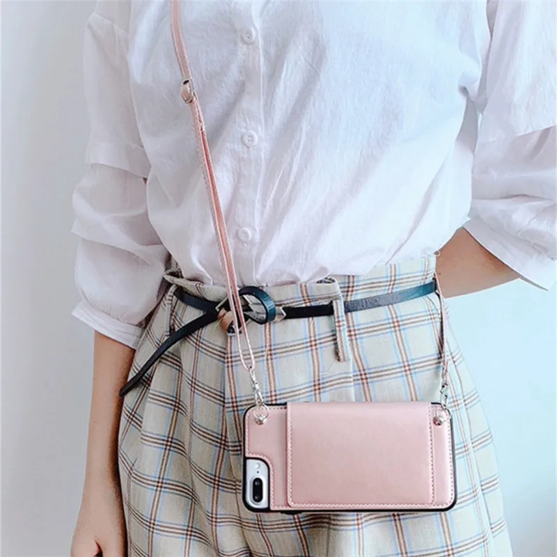 wallet strap case For iPhone 11 Pro MAX XR X 7 8 plus xs max 6 6s plus case cover pu leather card shoulder lanyard phone bag wallet strap case For iPhone 11 Pro MAX XR X 7 8 plus xs max 6 6s plus case cover pu leather card shoulder lanyard phone bag